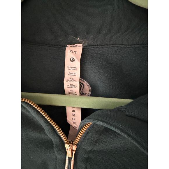 Lululemon scuba oversized funnel neck crop half zip / storm teal / gold / xs/s - Picture 3 of 8